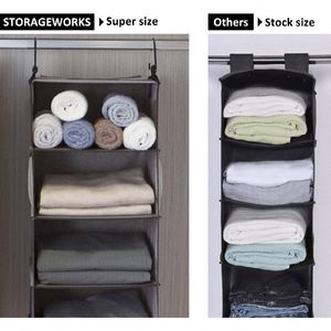 High Quality Foldable Closet Organizer Rack Hanging <b>Hook</b> Multipurpose Storage Bags Basket Wall Decor for Wardrobe Storage - Product Image 3