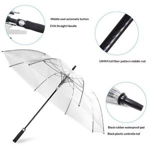 Parapluie de voyage anti-vent de style américain extra-large en PVC transparent écologique, ouverture semi-automatique, fibre de verre - Product Image 4