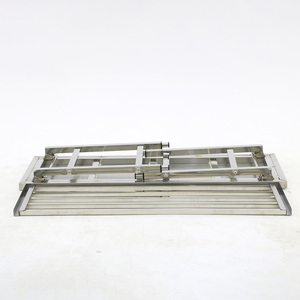 Mesa de Trabajo Plegable de Doble Capa de Acero Inoxidable con Tabla de Drenaje Inferior y Estante de Almacenamiento, Portátil para Picnics - Product Image 2
