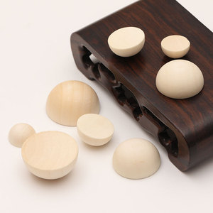 ลูกปัดไม้ทรงครึ่งวงกลม สีธรรมชาติ แบบแบน สำหรับทำเครื่องประดับ 930 - Product Image 2