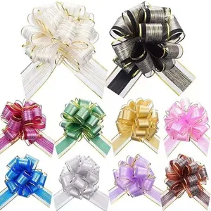 Fête vacances cadeau de fête noël tissu tirer ruban arcs pour couverture Organza cadeau rubans fleur arc