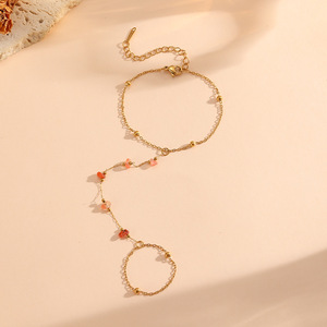 Pulsera <span class=keywords><strong>de</strong></span> cadena <span class=keywords><strong>de</strong></span> cuentas <span class=keywords><strong>de</strong></span> piedra al por mayor con dijes <span class=keywords><strong>de</strong></span> <span class=keywords><strong>acero</strong></span> <span class=keywords><strong>inoxidable</strong></span> chapado en oro <span class=keywords><strong>de</strong></span> 18k PVD para mujer, impermeable, para aniversario - Product Image 5