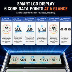 กล่องใส่ฮาร์ดดิสก์ SATA HDD SSD ขนาด 2.5 นิ้ว USB 3.1 Gen 2 Type C 5Gbps โปร่งใส พร้อมหน้าจอ LCD อัจฉริยะ - Product Image 3
