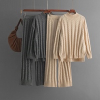 Ensemble décontracté confortable 2026 : pull et pantalon large pour femme – Nouvelle collection automne-hiver en maille deux pièces
