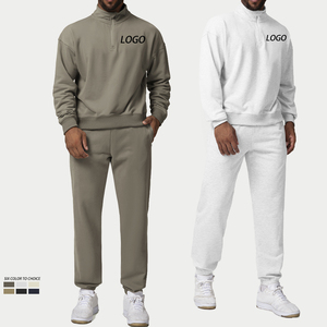 Personalizado <span class=keywords><strong>Pullover</strong></span> Quarter Zip Preto Crewneck Camisola de Alta Qualidade Street Wear Casual Francês Terry Drop Shoulder Hoodie para Homens - Product Image 5