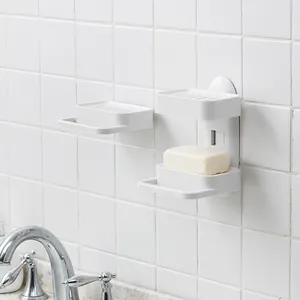 塑料肥皂盒家用多功能气泡盒浴室搁板吸盘双肥皂架