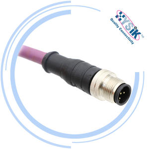 M12 wadah Panel 5 Pin dengan kabel kawat, untuk sistem penglihatan mesin, pembuat enkode, dan Lemari kontrol industri - Product Image 2