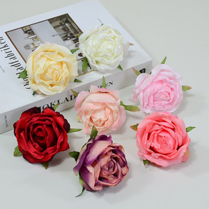 Fleurs artificielles réalistes en soie Dongchen Crafts, roses à bords brûlés simulés, pour décorations de mariage et bouquets de mariée - Product Image 1
