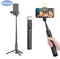 TOKQI Q12s Perche à selfie sans fil pliable, mini trépied rotatif invisible et flexible, avec lumière d'appoint LED pour vidéo/vlog, compatible Android