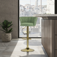 Chaise de bar pivotante contemporaine nordique en velours doré, réglable, pour salle à manger, bar à domicile, extérieur, hôtel, usage commercial, finition chromée