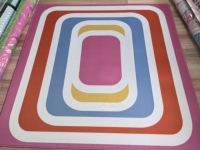 Tapis de Mahjong Géométrique Rétro, Housse de Table Antidérapante à Rayures Colorées pour Jeu de Mahjong Américain et Décoration de Fête