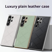 Étui de protection rigide en PC électroplaqué avec dos en cuir luxueux pour Samsung Galaxy S25 Ultra Plus S24 Ultra Plus