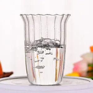 Gobelet en verre transparent Borosilicate personnalisé fabriqué à la main de 420ml tasses à café en verre dépouillé japonais résistant à la chaleur