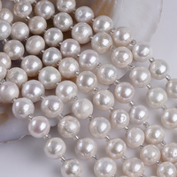 Perles de culture d'eau douce blanches Edison de forme ronde, 9-11 mm/10-13 mm/12-14 mm, perles baroques en vrac, brins courts de 18 cm