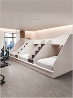 Lit superposé double pour dortoir, style capsule, en bois massif, taille standard, moderne et minimaliste, réglable, pour chambre et appartement