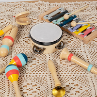 Ensemble d'instruments de percussion en bois Montessori Orff, Xylophone, Tambour à main, Maraca, Jouet musical pour tout-petits, Jouet éducatif précoce pour enfants