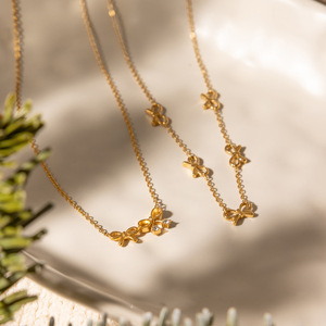 Bowknot Pendant <b>Necklace</b> 18K Gold Plated Stainless Steel Double Layer Women's Jewelry Gift Fashion <b>Statement</b> Piece - Product Image 3