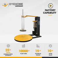 Machine d'emballage de palettes entièrement automatique avec plateau tournant et presse supérieure pour film étirable