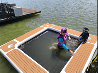 Plateforme flottante gonflable pour yacht et bateau 3x3m, hamac aquatique, lit de piscine en maille avec logo et porte-gobelet