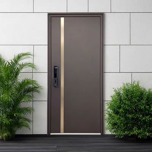 Porte d'entrée moderne en aluminium moulé de haute qualité avec serrure intelligente, lumière <span class=keywords><strong>à</strong></span> induction, résistante au <span class=keywords><strong>vent</strong></span>, durable pour maison de luxe, hôtel, extérieur - Product Image 2