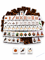 Mahjong Amerika Bertema Halloween Klasik Hitam yang Dapat Disesuaikan, Set Permainan Ubin Hiburan Halloween