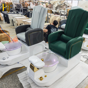 Fauteuil de pédicure avec éclairage LED, <span class=keywords><strong>blanc</strong></span>, mobilier de salon de spa pour les pieds, stations de <span class=keywords><strong>manucure</strong></span> et pédicure en céramique et plastique - Product Image 4