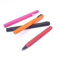 Stylo à bille promotionnel personnalisé de haute qualité avec logo, toucher doux, caoutchouc noir, clip métallique carré, plastique revêtu, 1,0 mm