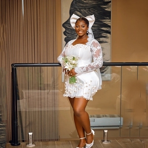 Bridal Shower Dress - Elegant Long Sleeve Floor-Length