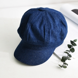 Moda nueva boina pintor 8 paneles hiedra sombreros boina Otoño <span class=keywords><strong>Invierno</strong></span> sólido liso Denim octogonal Newsboy gorra para mujer - Product Image 5