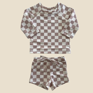 Ruidian personnalisé 2025 été damier impression <span class=keywords><strong>plage</strong></span> séchage rapide <span class=keywords><strong>garçons</strong></span> maillot <span class=keywords><strong>de</strong></span> bain à manches longues 2 pièces maillot <span class=keywords><strong>de</strong></span> bain pour enfants - Product Image 6