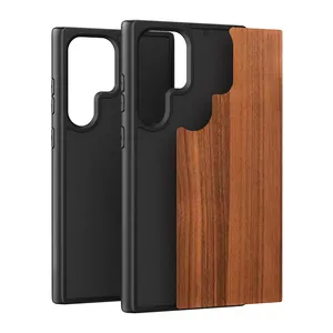 Suitable For Samsung S23 Ultra Groove Sleeve Beer Skin Material Shell PC+TPU 2 In 1 Wood Glass Mobile Phone Shell In Stock