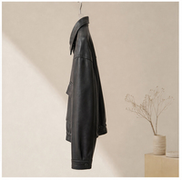 Veste en cuir d'agneau véritable pour femme, col à revers, boutons-pression, coupe courte, poches plaquées, style vintage
