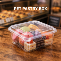 Boîte à pâtisserie en PET en gros, 500g, jetable, transparente, pour gâteaux et desserts, avec couvercle, qualité alimentaire, recyclable, emballage en vrac