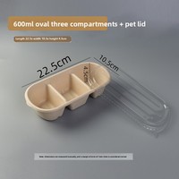 Boîte à lunch et boîte à dessert/gâteau jetables en papier, trois compartiments, trois saveurs, style Net Red, trois pièces