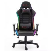 Chaise de jeu ergonomique en cuir noir de style moderne 2025 avec éclairage RGB, confortable pour la chambre, le bureau et les jeux
