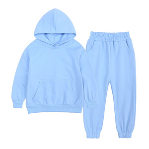 Girls & Boys Casual Solid Color Custom Logo Printed Knit 95% Cotton Two-Piece Sweat <b>Suit</b> & Track Jogger Set for <b>Teens</b> - Product Image 4
