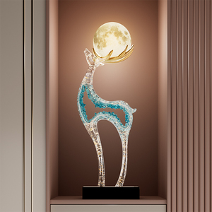 Lámpara de Luna de Cristal con Diseño de Ciervo de la Suerte, Lujosa Luz Ambiental Nocturna para Sala de Estar, Entrada, Regalo de Inauguración de Casa - Product Image 1