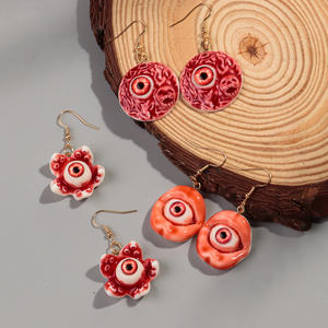 Hyperbole fête bijoux Hip Hop Halloween sanglant yeux horreur résine 3D pendentif dent bouche globe oculaire acrylique boucles d'oreilles pendantes - Product Image 3