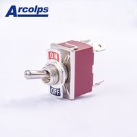 Arcolps Mini interrupteur à bascule de haute qualité Série Bakélite Matériau Levier métallique Forme de contact DPDT Niveau IP67 Fonction On-Off-On