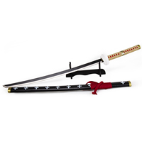 Ensemble de 3 katanas d'anime pour cosplay, épées de samouraï décoratives, lame noire avec différents poignées, accessoires de collection