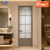 Puerta de Baño de Vidrio a Medida con Rejilla de Aluminio, Puerta Interior Impermeable, Proveedor