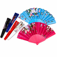 Éventails pliants personnalisés en tissu floral avec baleines en plastique, éventails de danse espagnols et chinois pour cadeaux de mariage, cadeaux de fête, OEM