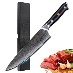 Coltello da cucina giapponese damasco da 8 pollici coltello da cuoco Gyuto in acciaio VG-10 acciaio inossidabile ad alto tenore di carbonio a 67 strati con manico in legno