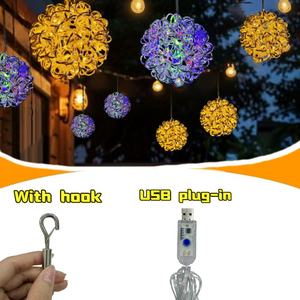 Iluminación Navideña para Interiores y Exteriores, Decoración de Bolas Metálicas Brillantes, Luces con Motivos de Bolas de Aluminio para Festivales de Año Nuevo, Luces Colgantes de Navidad - Product Image 2