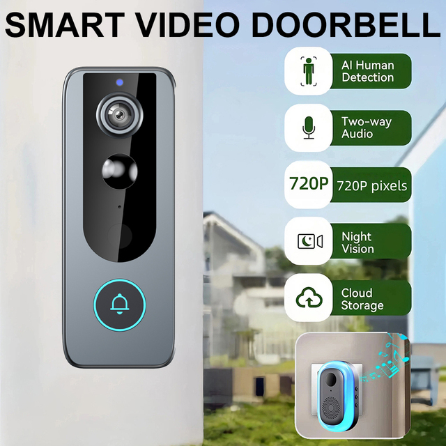 High-definition 720P Wireless Video Door Phone PIR Motion Detection Water Resistant Two-way Communication Night Vision Built-in