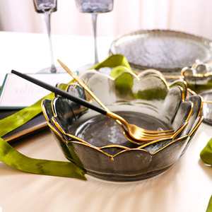 Ensemble de saladiers japonais en verre martelé gris fumé, style Phnom Penh, pour légumes et <span class=keywords><strong>salades</strong></span>, idéal pour les voyages - Product Image 5