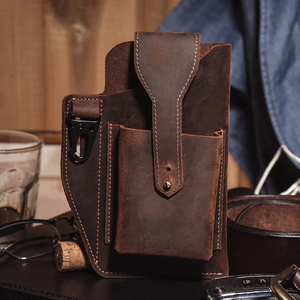 Handmade Leather <strong>Cell</strong> <strong>Phone</strong> Holster Genuine Leather Mobile <strong>Phone</strong> Case <strong>Phone</strong> Hanging Belt <strong>Bag</strong> - Product Image 2
