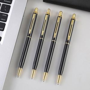 Matte Black Gold Trim Click Metal Ballpoint Pen, Classic Executive Retractable Signature Pen Custom Logo for Business - Product Image 6