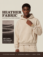 Sweat-shirt à capuche surdimensionné personnalisé unisexe en mélange de coton chiné, pull à épaules tombantes, fabricant OEM ODM pour marque privée