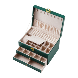 Commercio all'ingrosso personalizzato in pelle PU 3 strati grande <span class=keywords><strong>portagioie</strong></span> con cassetto collana grande anello orecchino orologio gioielli organizzatore regalo caso - Product Image 1